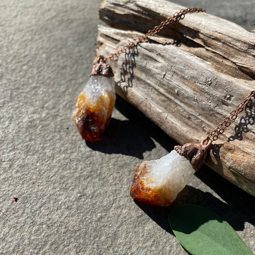 30" Citrine Necklace on Copper Chain by Hawkhouse
