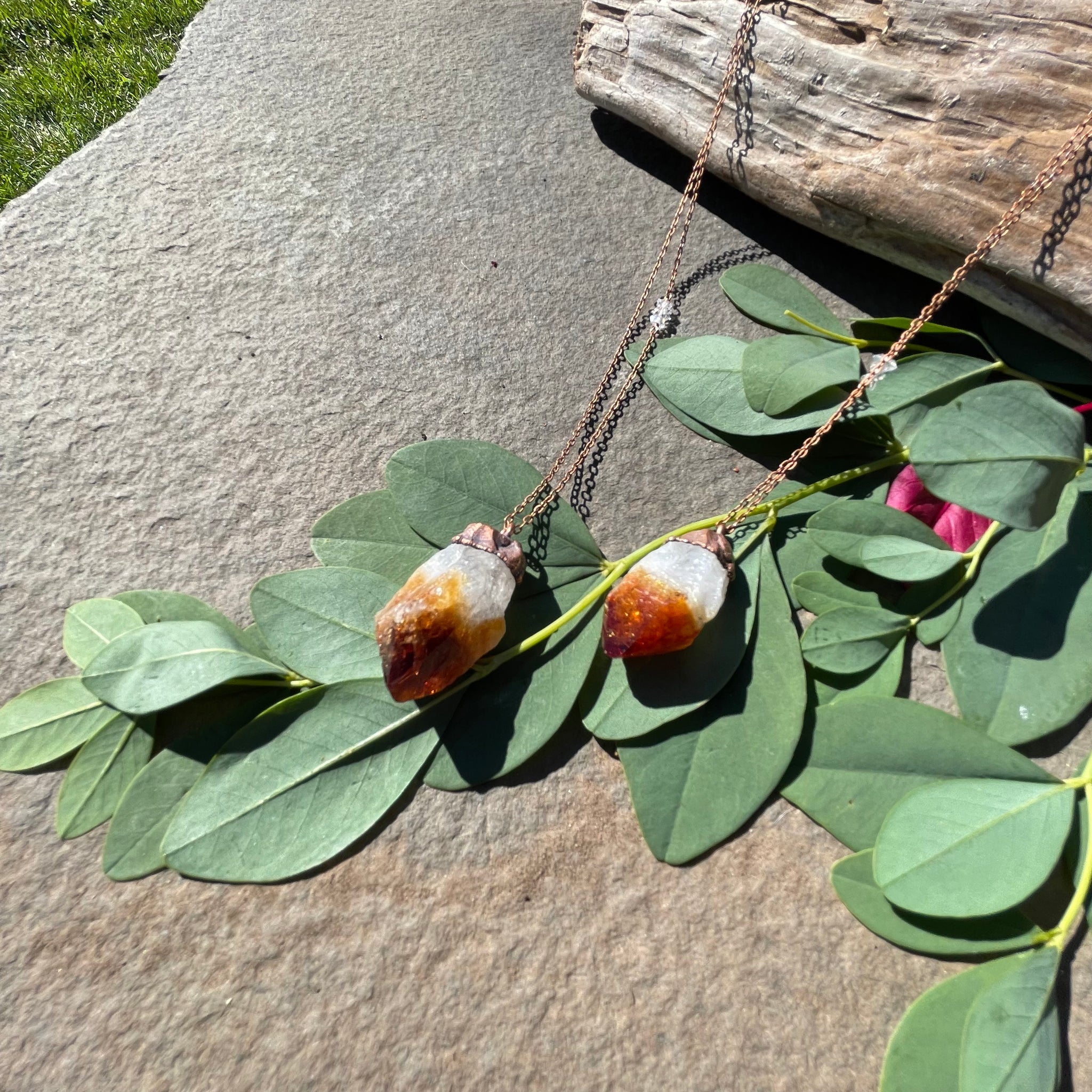 30" Citrine Necklace on Copper Chain by Hawkhouse