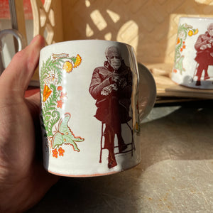 Bernie Sanders Floral Decorated Ceramic Mug by Justin Rothshank