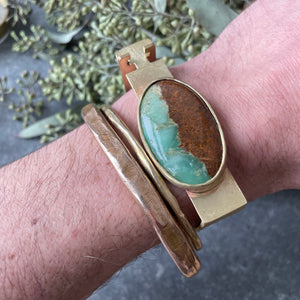 Brass Hinged Bracelet with Chrysoprase or Turquoise by Eric Silva