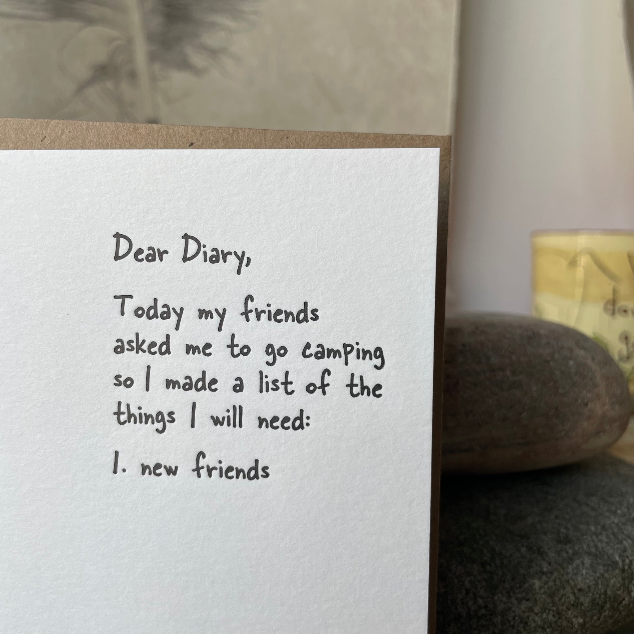 Camping Letterpress Greeting Card by Sapling Press