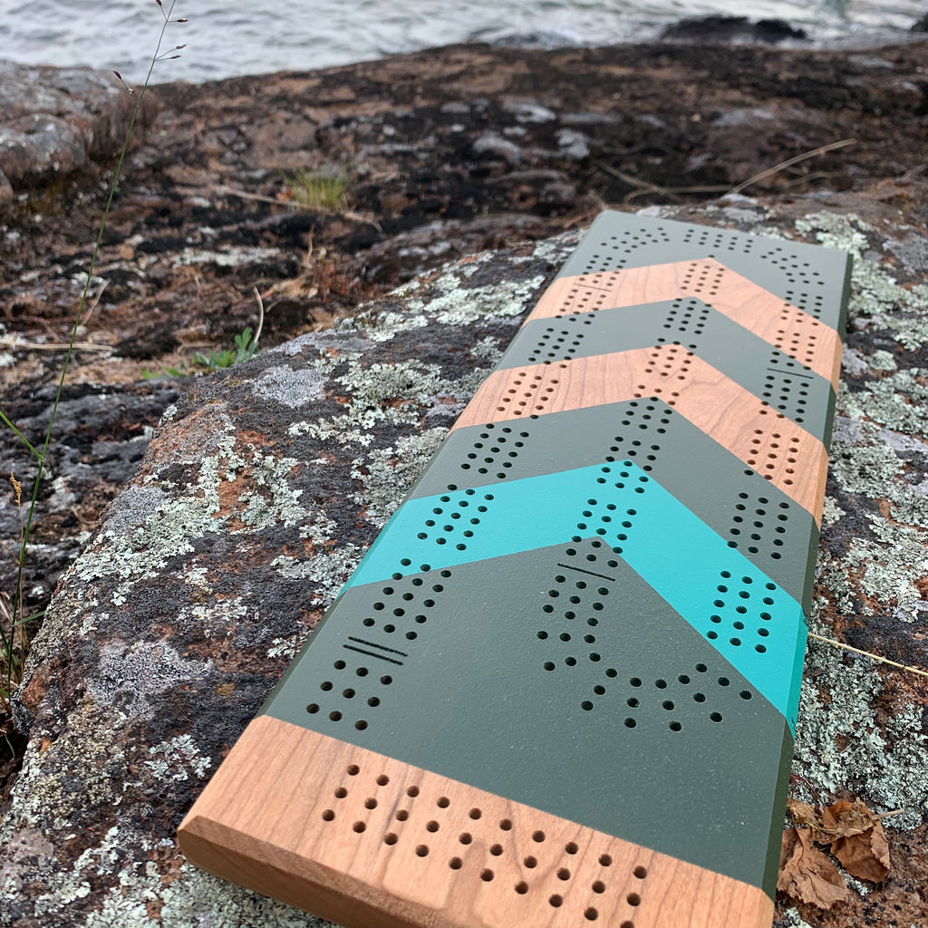 Chevrons Handmade Artisan Cribbage Board by Sanborn Canoe