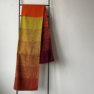 Sunrise Sunset Waffle Scarf - Golden Olive Flame by Verloop Knits