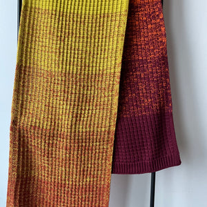 Sunrise Sunset Waffle Scarf - Golden Olive Flame by Verloop Knits