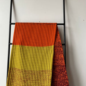 Sunrise Sunset Waffle Scarf - Golden Olive Flame by Verloop Knits
