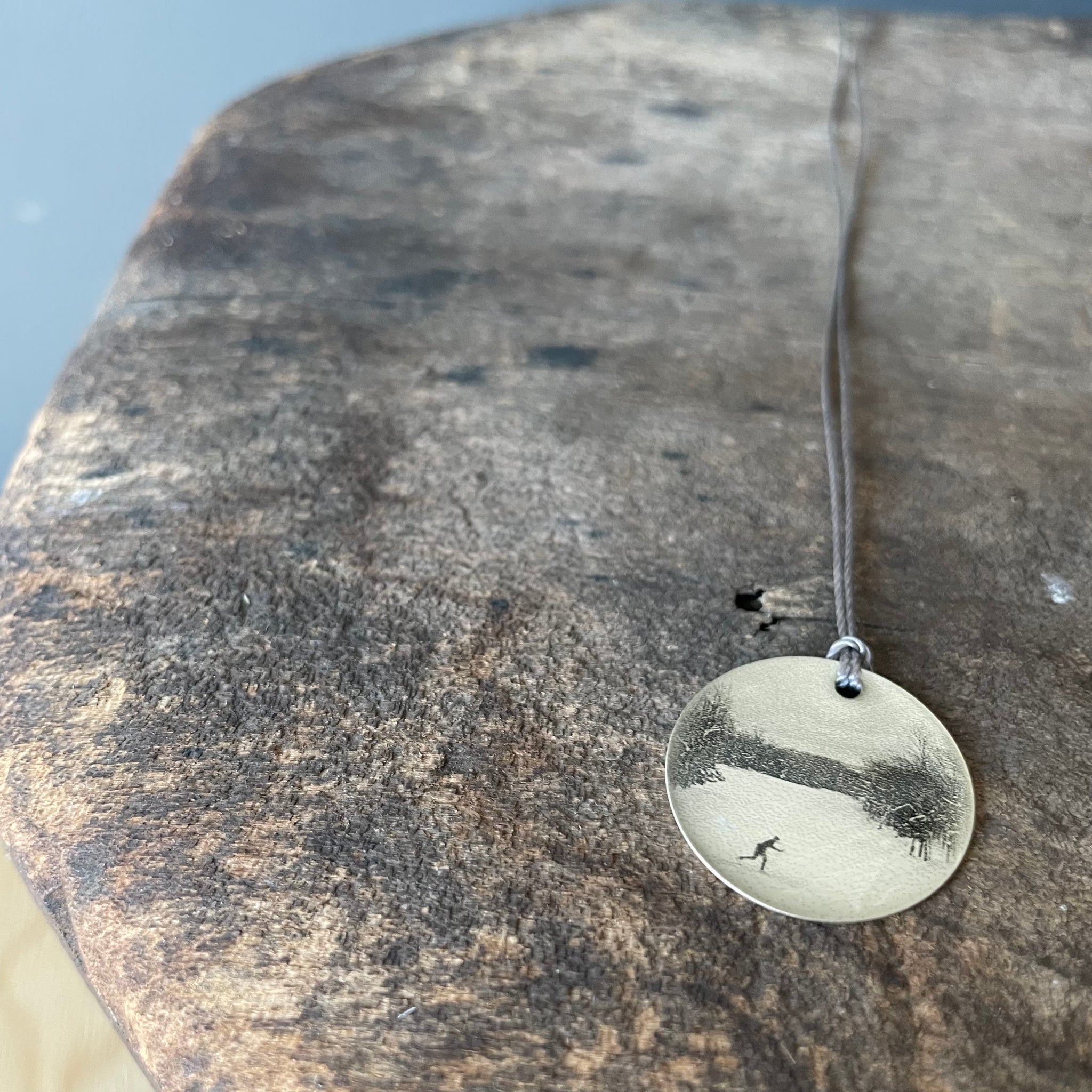 Cross Country Skier Photo Necklace by Everyday Artifact