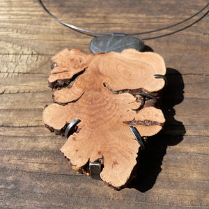 Crosscut Driftwood Neckwire Necklace by Lakestone Jewelry