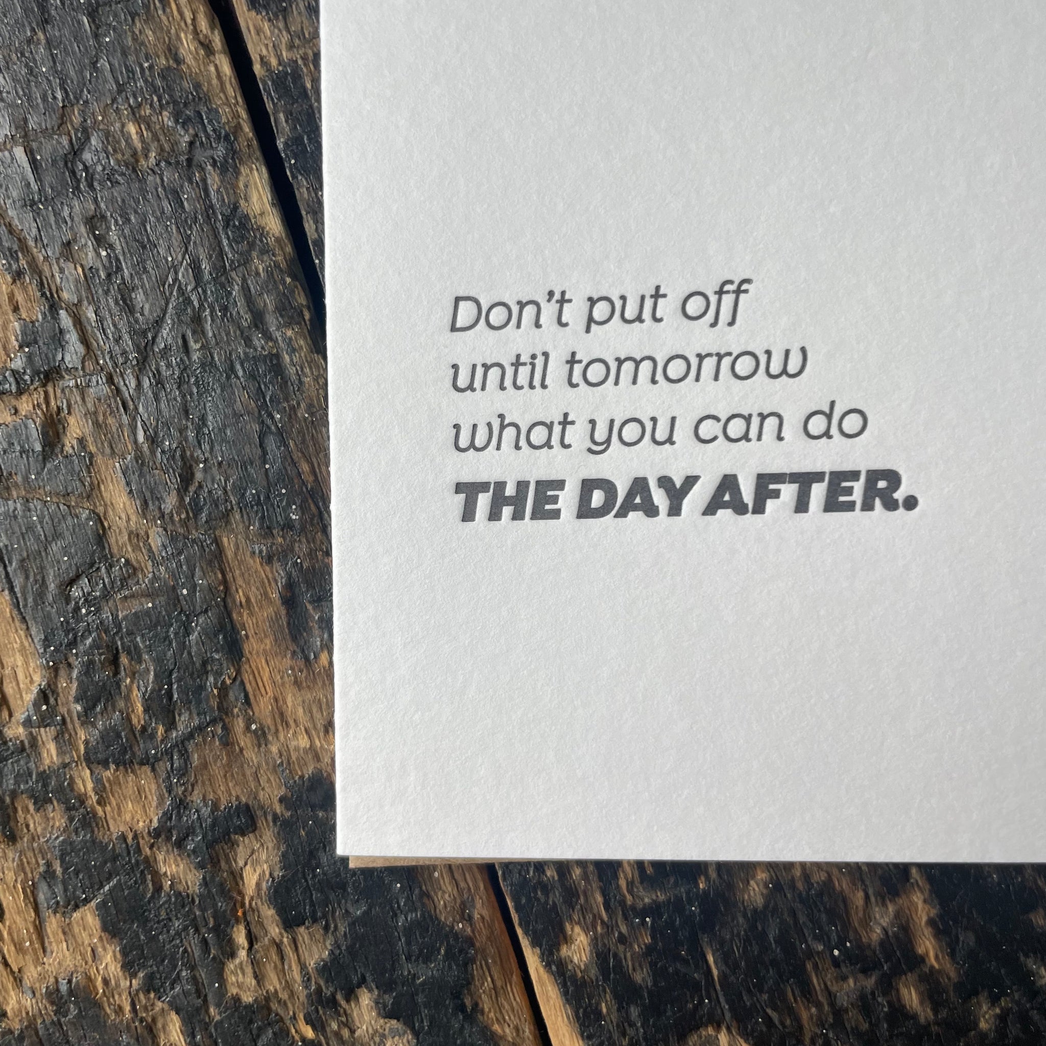 Day After Letterpress Greeting Card by Sapling Press