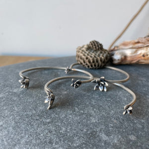 Double Floral Succulent Cuff in Sterling Silver by Tree Trunk Arts