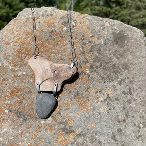 Driftwood with Stone Drop Necklace by Lakestone Jewelry