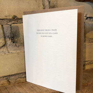 Mild Confessions: More Cake Letterpress Greeting Card by Sapling Press - Upstate MN 
