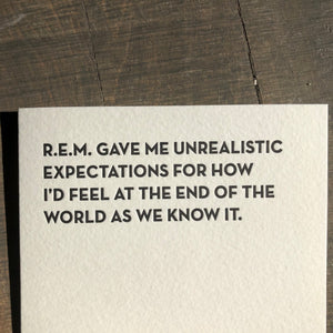 REM Letterpress Greeting Card by Sapling Press - Upstate MN 