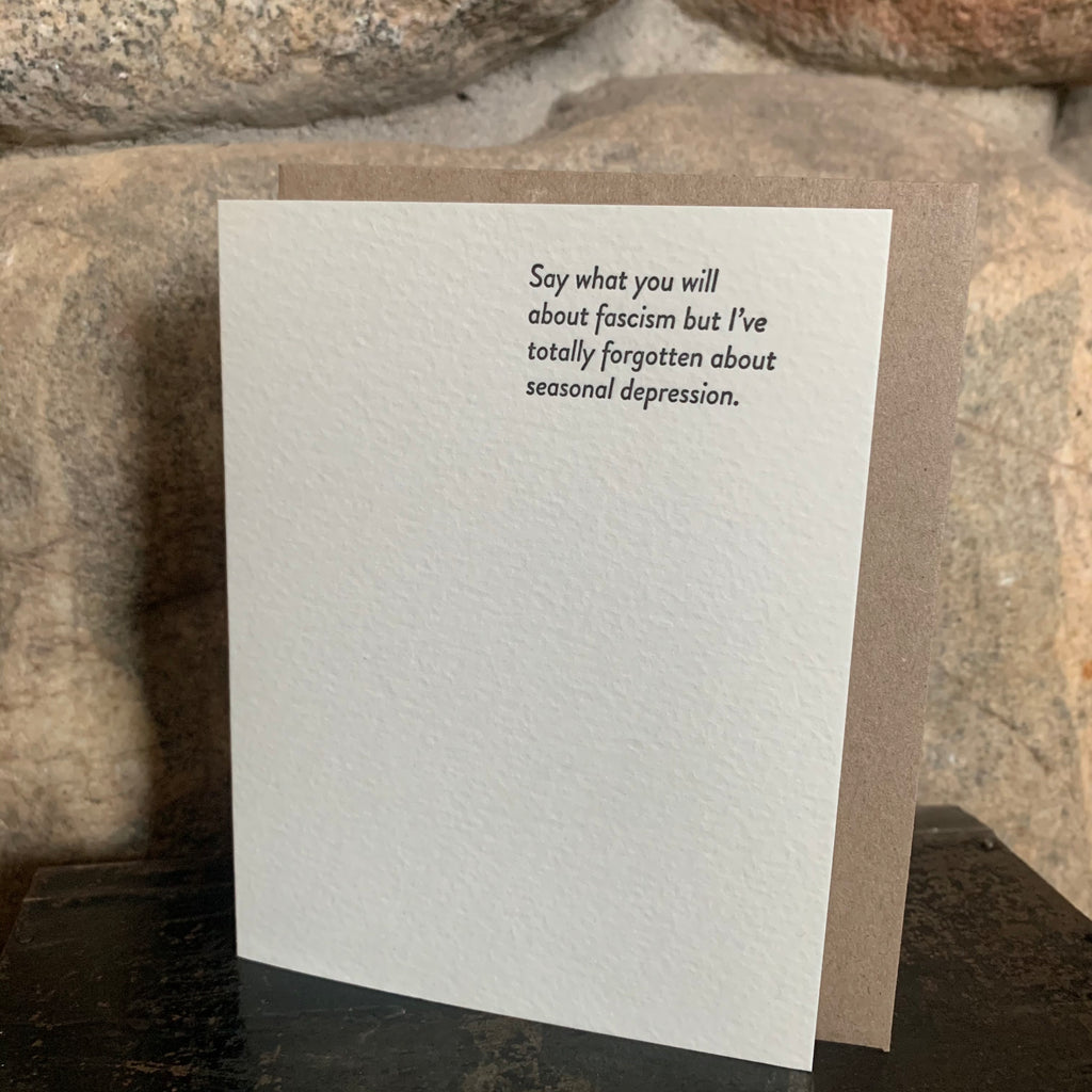 Fascism Letterpress Greeting Card by Sapling Press