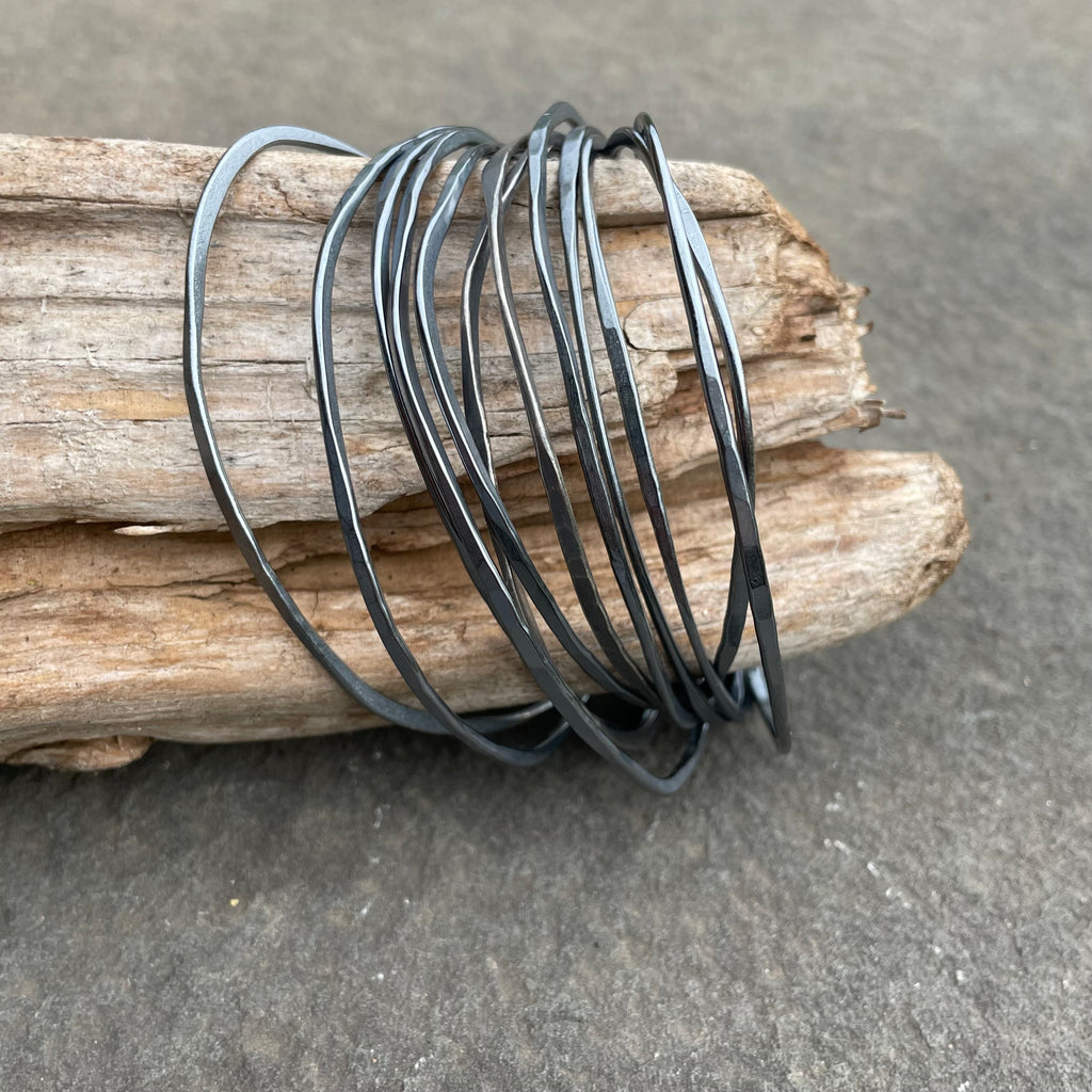 Freeform Bangle in Oxidized Sterling Silver by Everart Designs