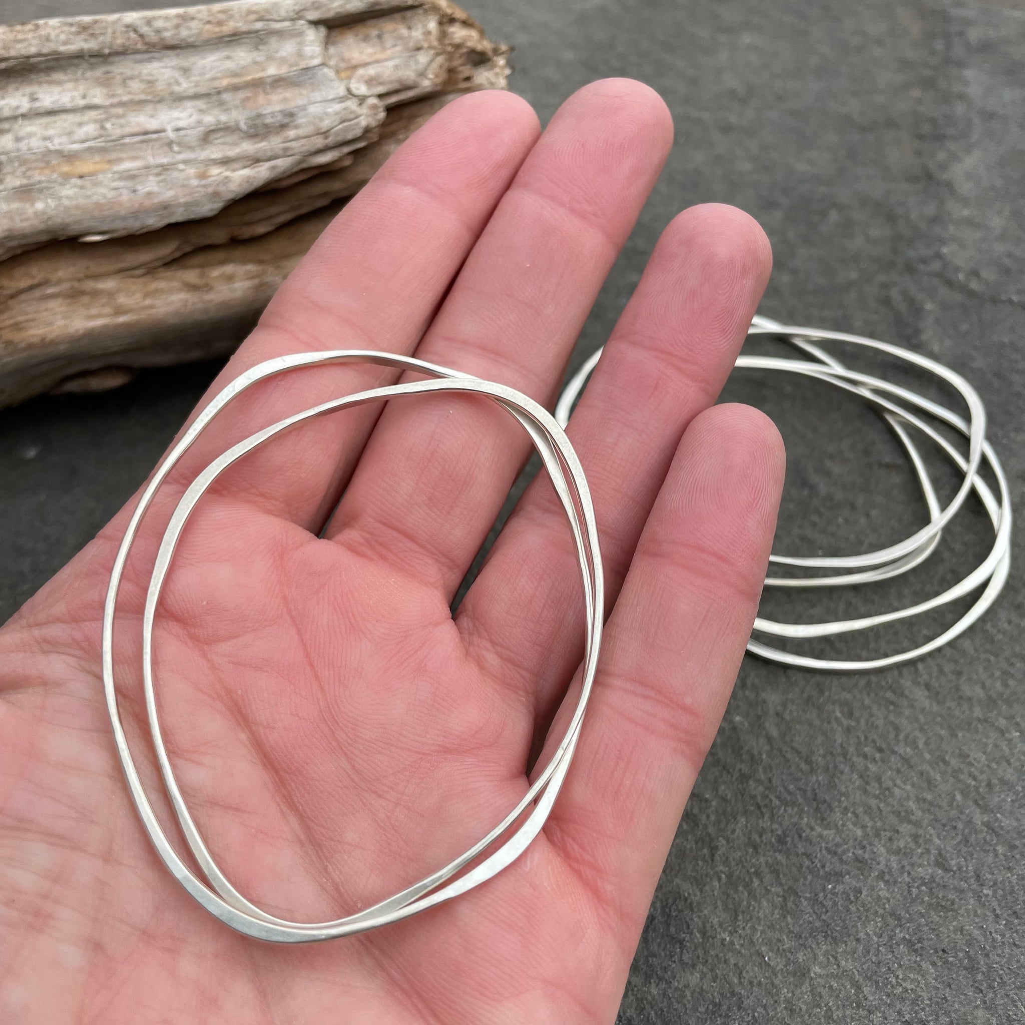 Freeform Bangle in Sterling Silver by Everart Designs
