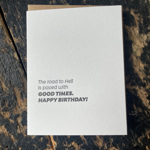 Good Times Letterpress Greeting Card by Sapling Press