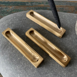 Hand-Forged Brass Rectangle Incense Holder by Fog Linen