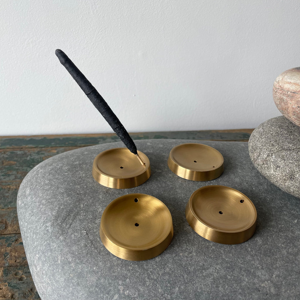 Hand-Forged Brass Round Incense Holder by Fog Linen