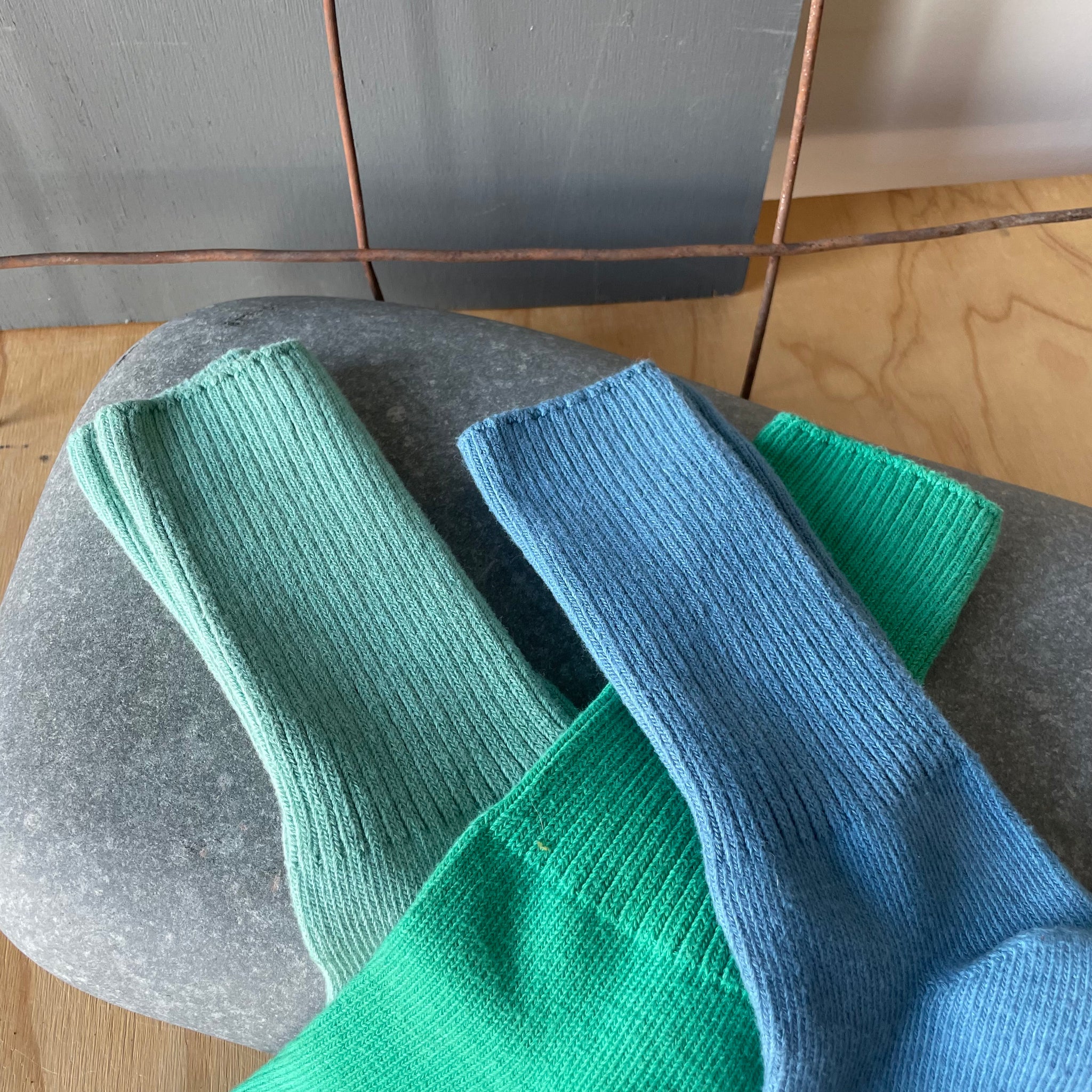 Hand Dyed Cotton Socks in Cool Tones by Scarfshop