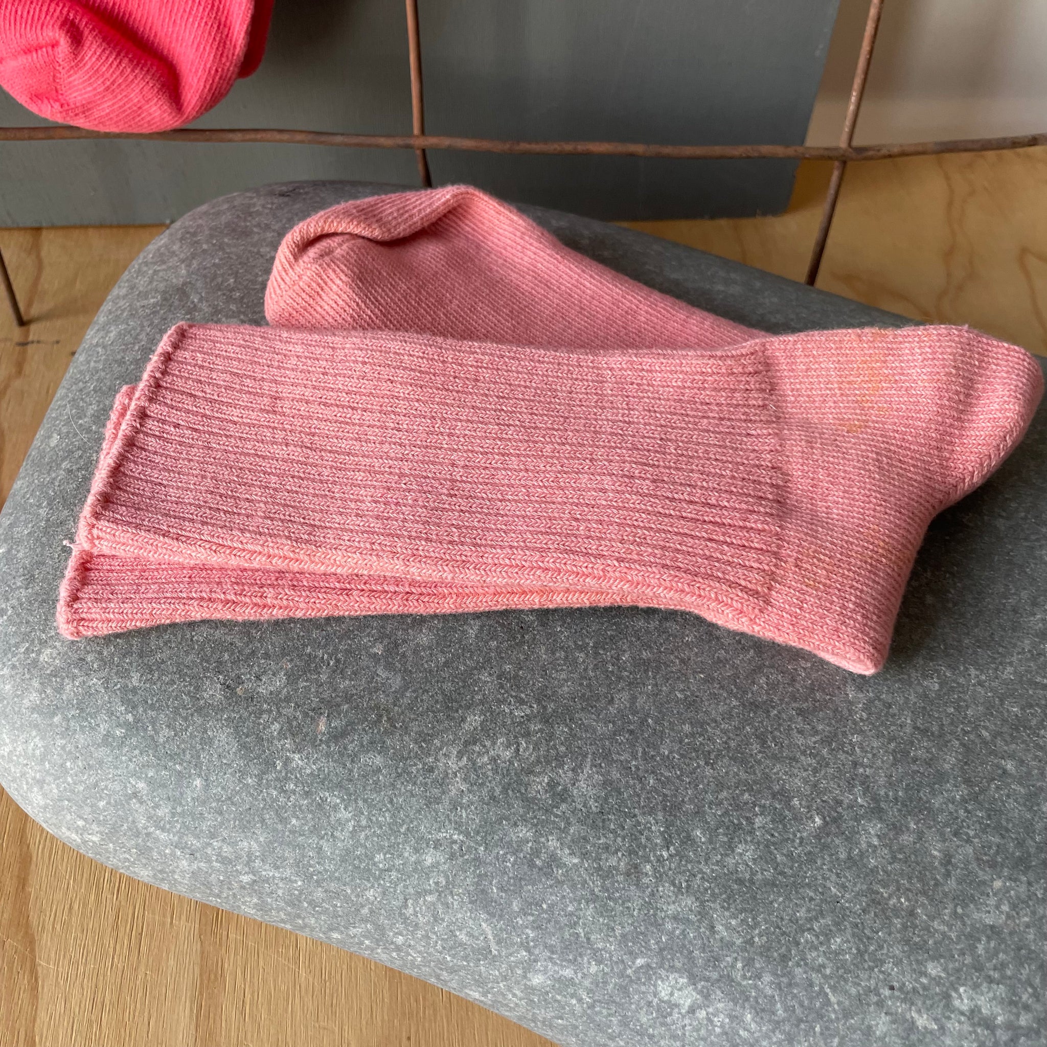 Hand Dyed Cotton Socks in Pink Tones by Scarfshop