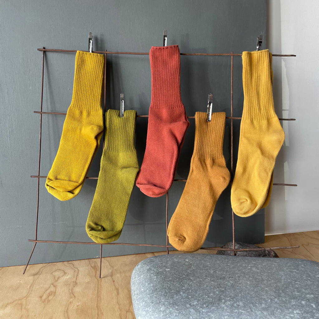 Hand Dyed Cotton Socks in Warm Tones by Scarfshop