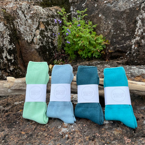 Hand Dyed Cotton Socks in Water Tones by Scarfshop