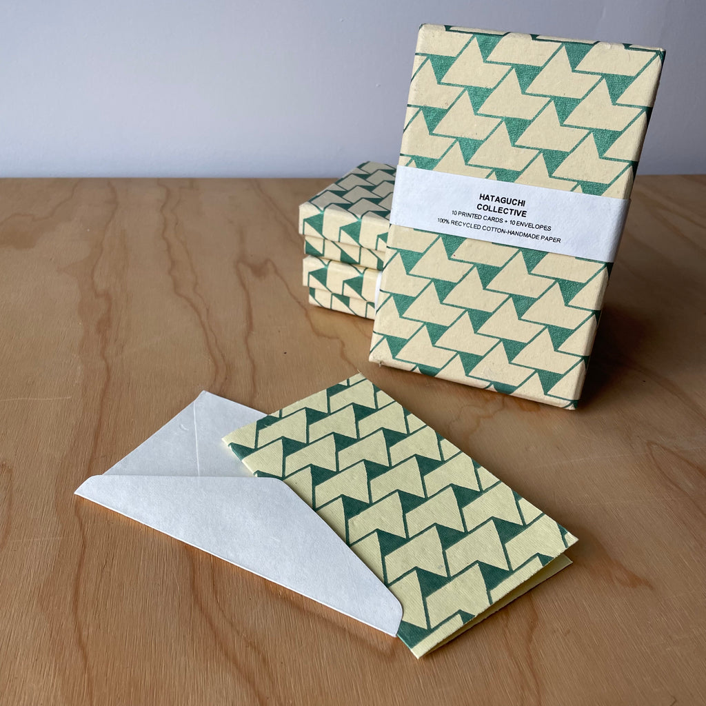 Hand Made Paper Stationery Set, in JAIPUR GREEN By Hataguchi Collective