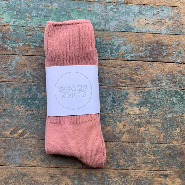 Hand Dyed Cotton Socks in Pink Tones by Scarfshop - Upstate MN 