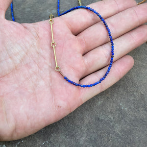 Handmade Flat Bar Brass Chain and Small Stone Necklace by Eric Silva