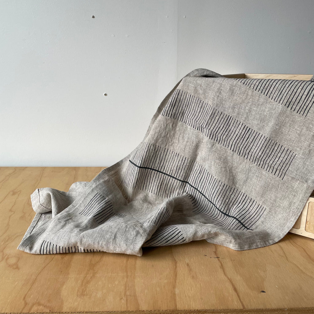Handprinted Linen Table Runner by Olga Joan