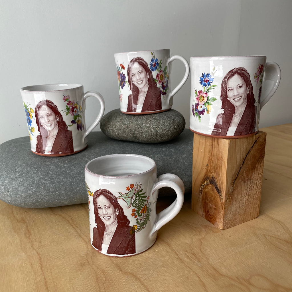 Kamala Harris Decorated Ceramic Mug by Justin Rothshank
