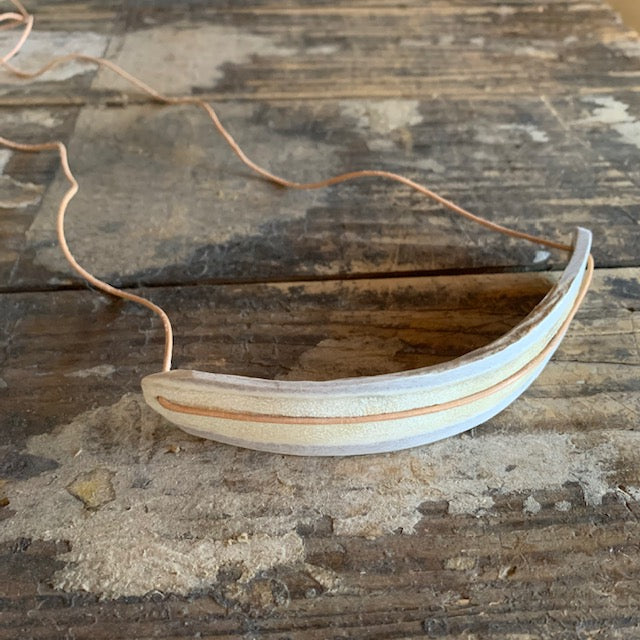 Leather, Brass and Carved Antler Necklace by Eric Silva - Upstate MN 
