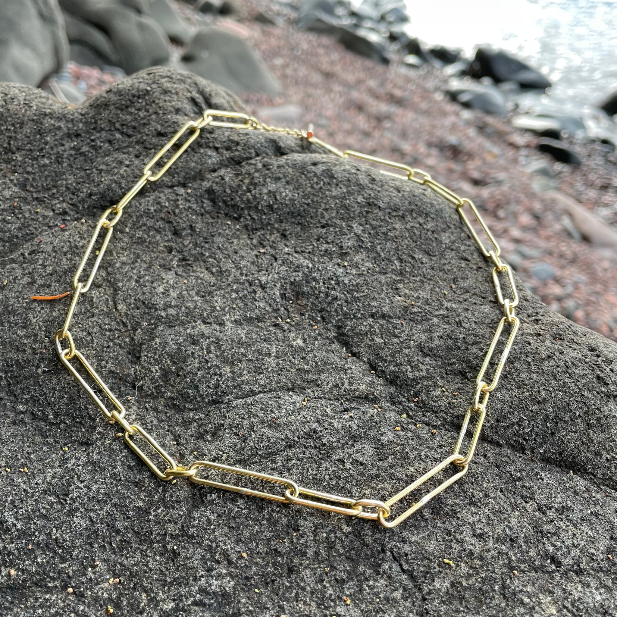 Mooring Square Necklace and Bracelet in Brass by Mulxiply