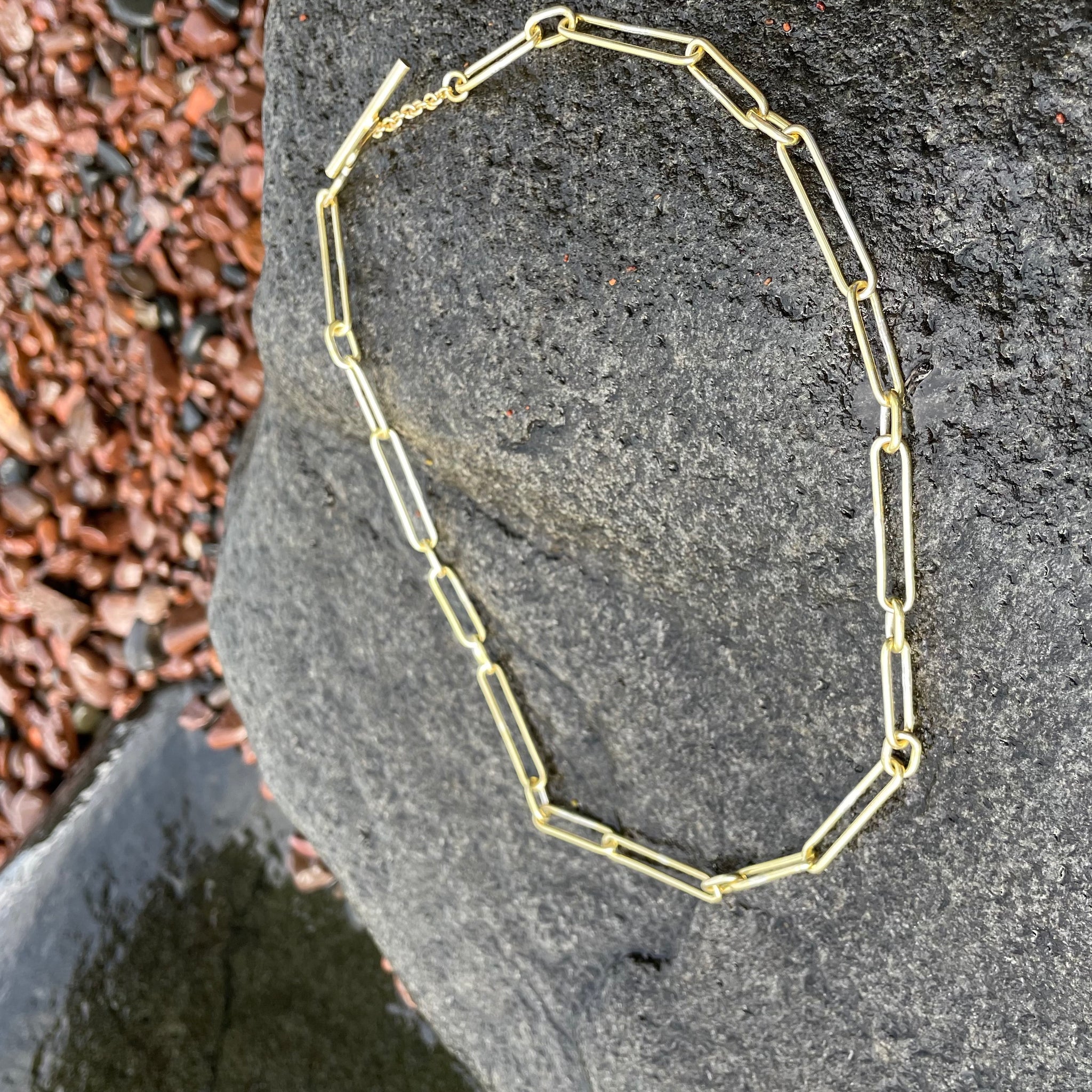 Mooring Square Necklace and Bracelet in Brass by Mulxiply