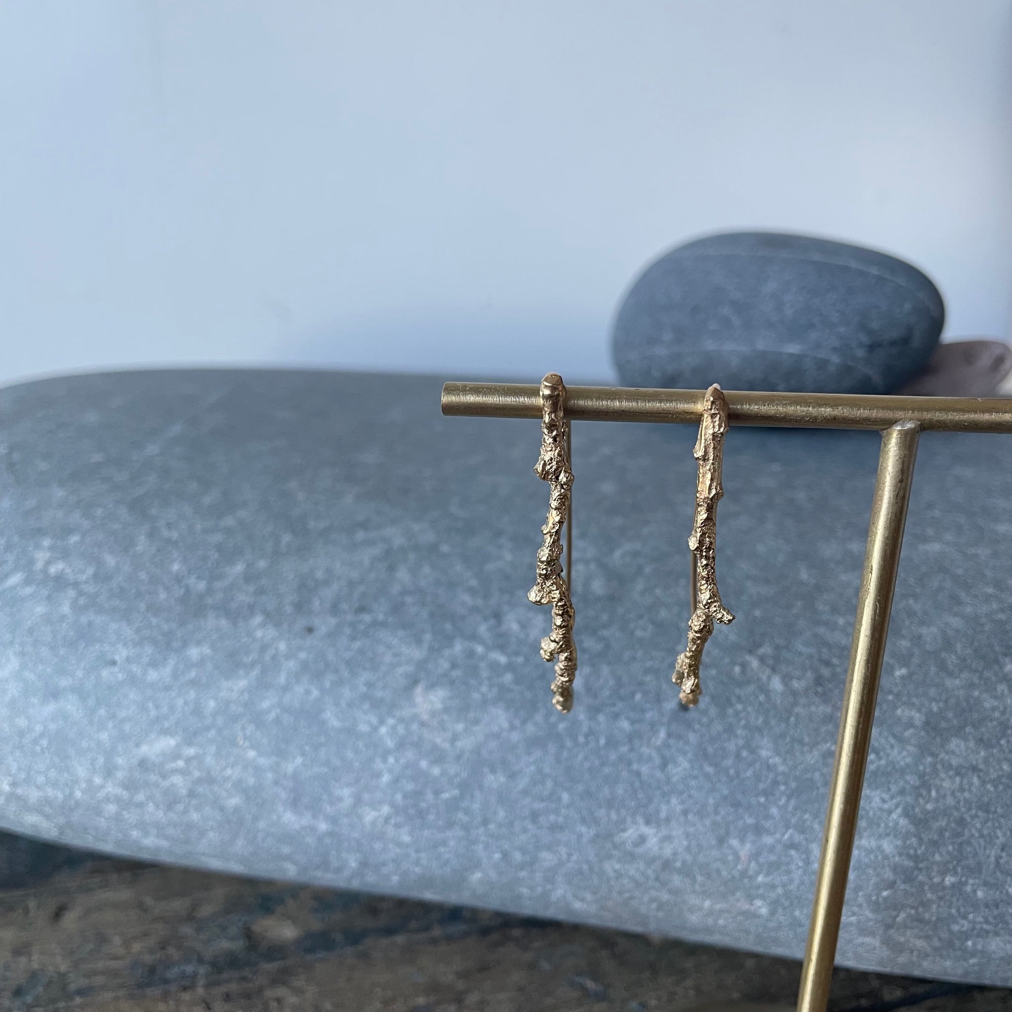 Medium Twig Earrings in Gold Vermeil by Tree Trunk Arts