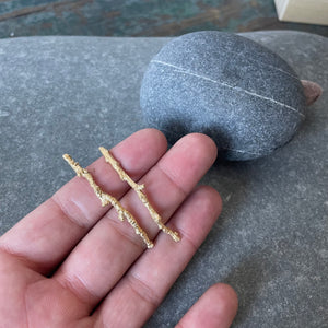 Medium Twig Earrings in Gold Vermeil by Tree Trunk Arts