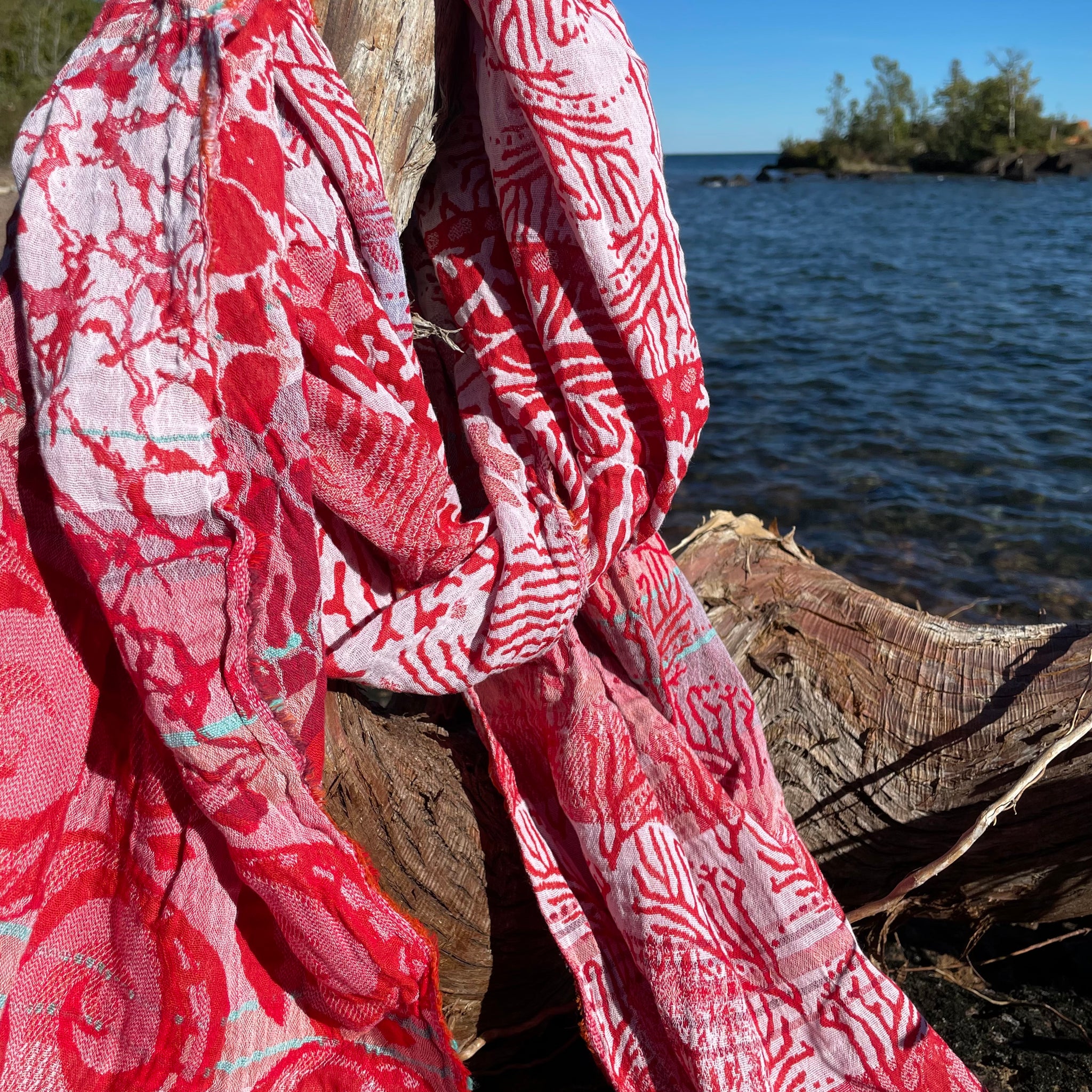 Oceane Pattern Jacquard Scarf in Poisson by Letol