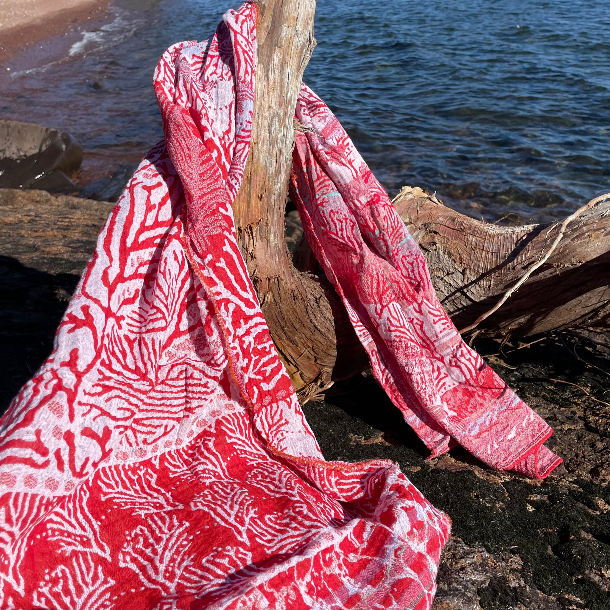 Oceane Pattern Jacquard Scarf in Poisson by Letol