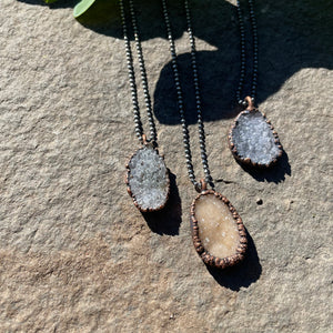 Quartz Druzy on 18” Sterling Necklace by Hawkhouse