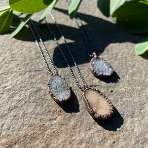Quartz Druzy on 18” Sterling Necklace by Hawkhouse