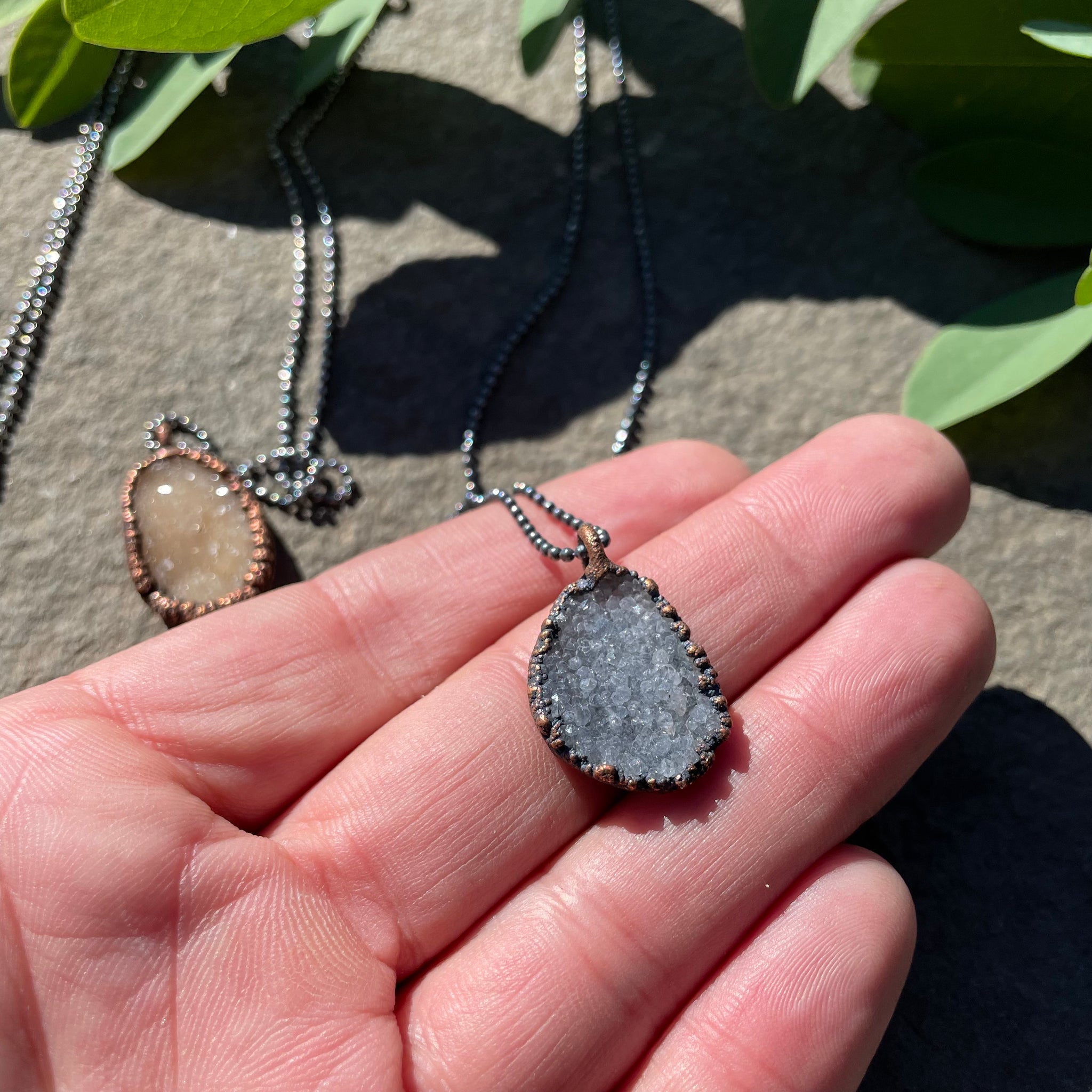 Quartz Druzy on 18” Sterling Necklace by Hawkhouse