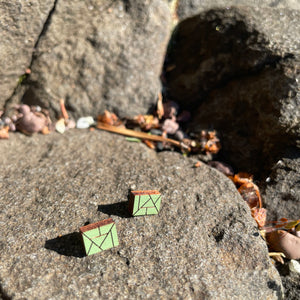 Rectangle Wooden Stud Earrings by Bird of Virtue