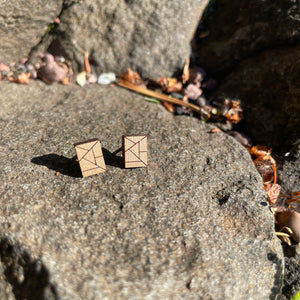 Rectangle Wooden Stud Earrings by Bird of Virtue