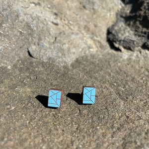 Rectangle Wooden Stud Earrings by Bird of Virtue