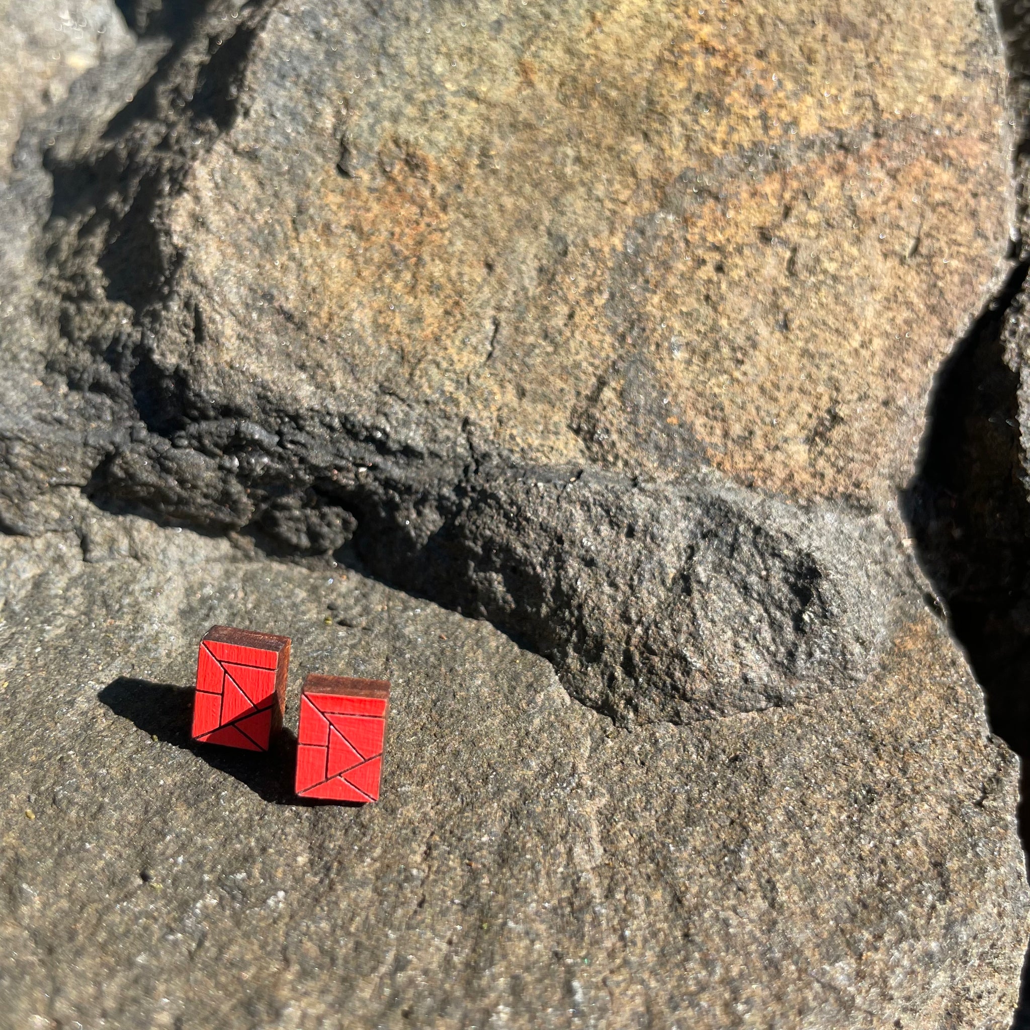 Rectangle Wooden Stud Earrings by Bird of Virtue