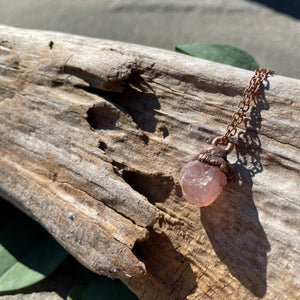 Rose Quartz Necklace on 18" Copper Chain by Hawkhouse