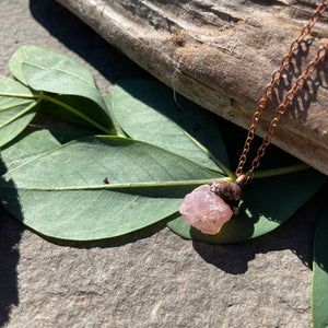 Rose Quartz Necklace on 18" Copper Chain by Hawkhouse