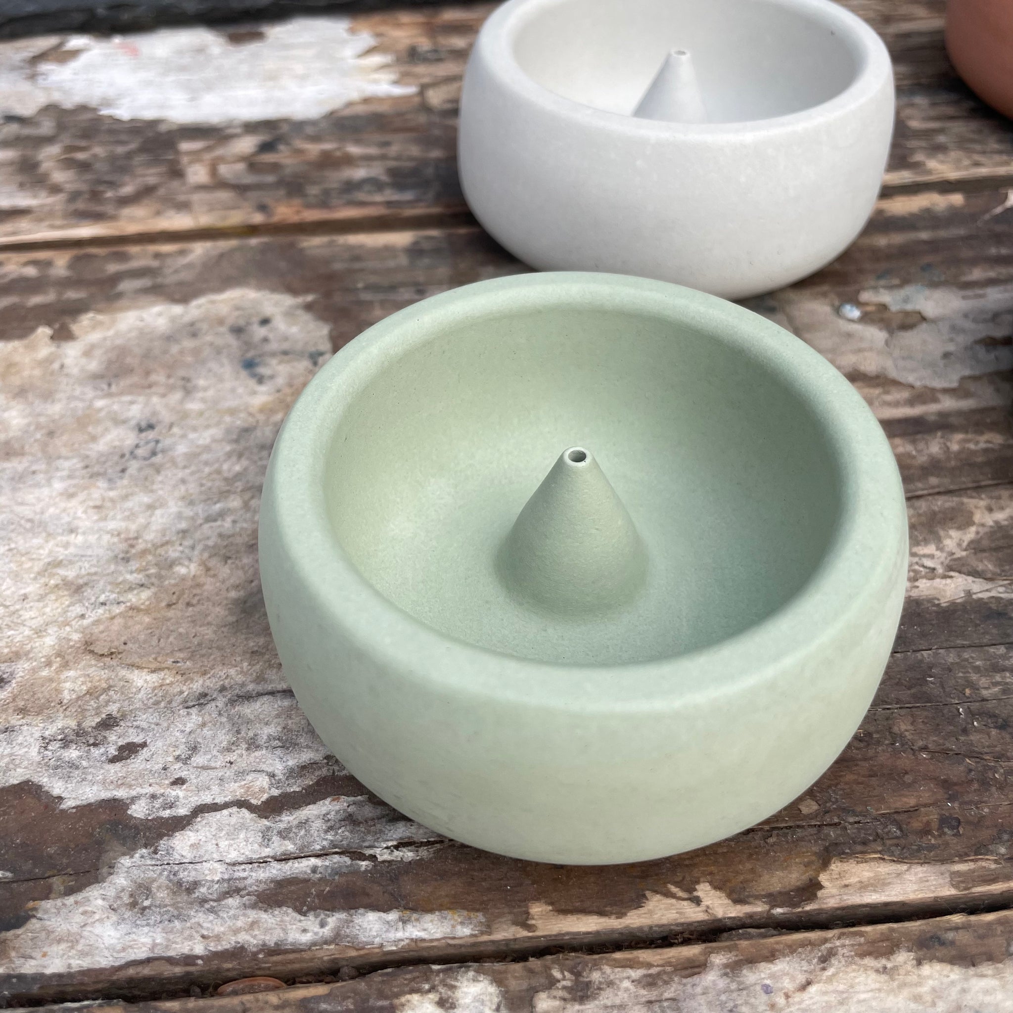 Round Concrete Incense Holder