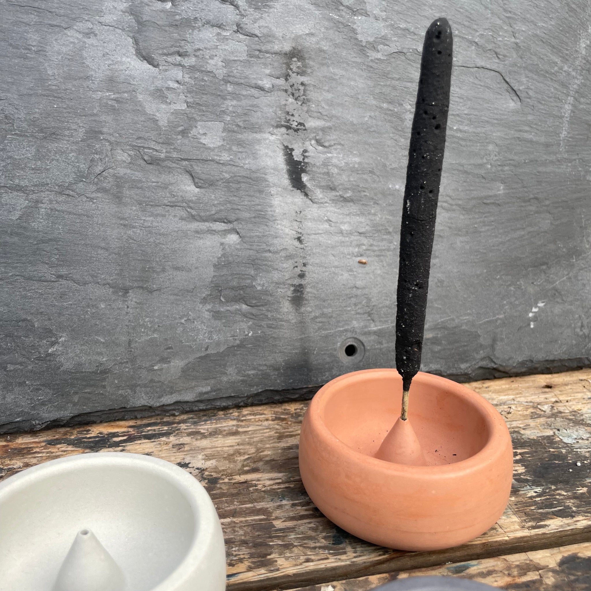 Round Concrete Incense Holder