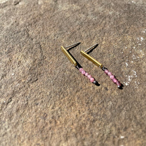 Simple Bar and Seed Bead Stone Stud Earrings by Eric Silva